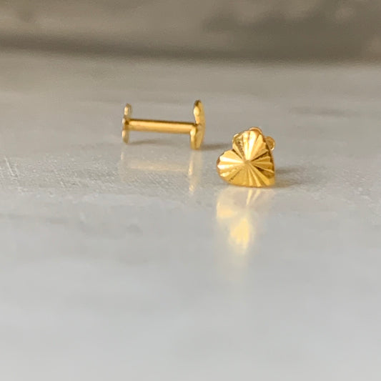 18ct Gold Single Heart Stud | 4.5mm