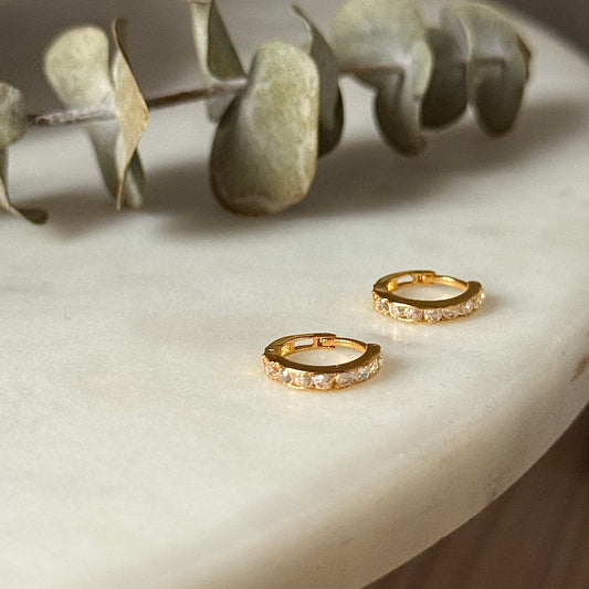 18ct gold cz Huggies | 8mm