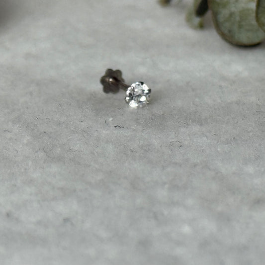 18ct white gold stud | 3mm