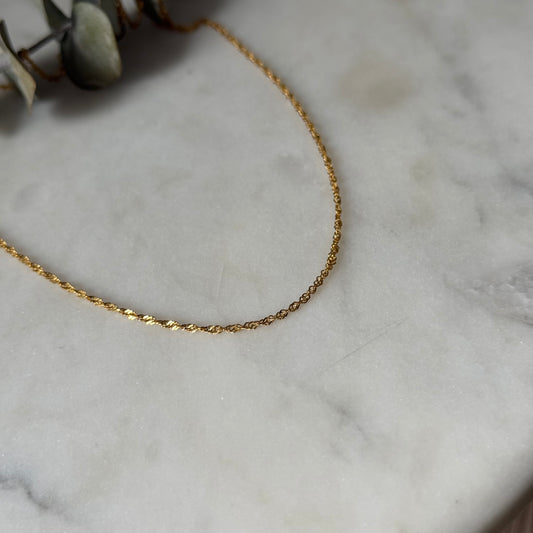 22ct Gold Dainty Ripple Chain | 16 inches