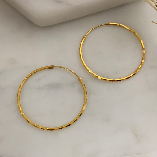 18ct Gold Hoop Pair | 34mm