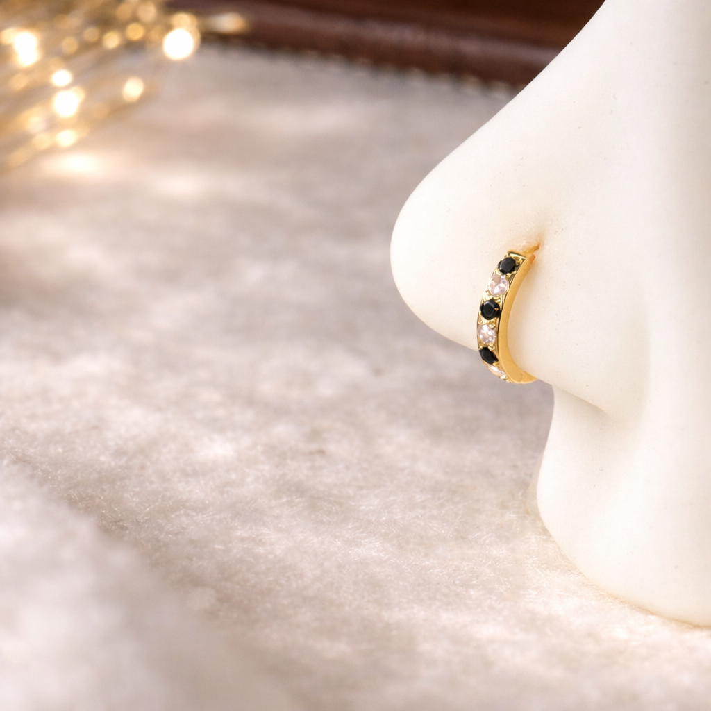 Black beauty, 18ct Gold Hoop | 7mm