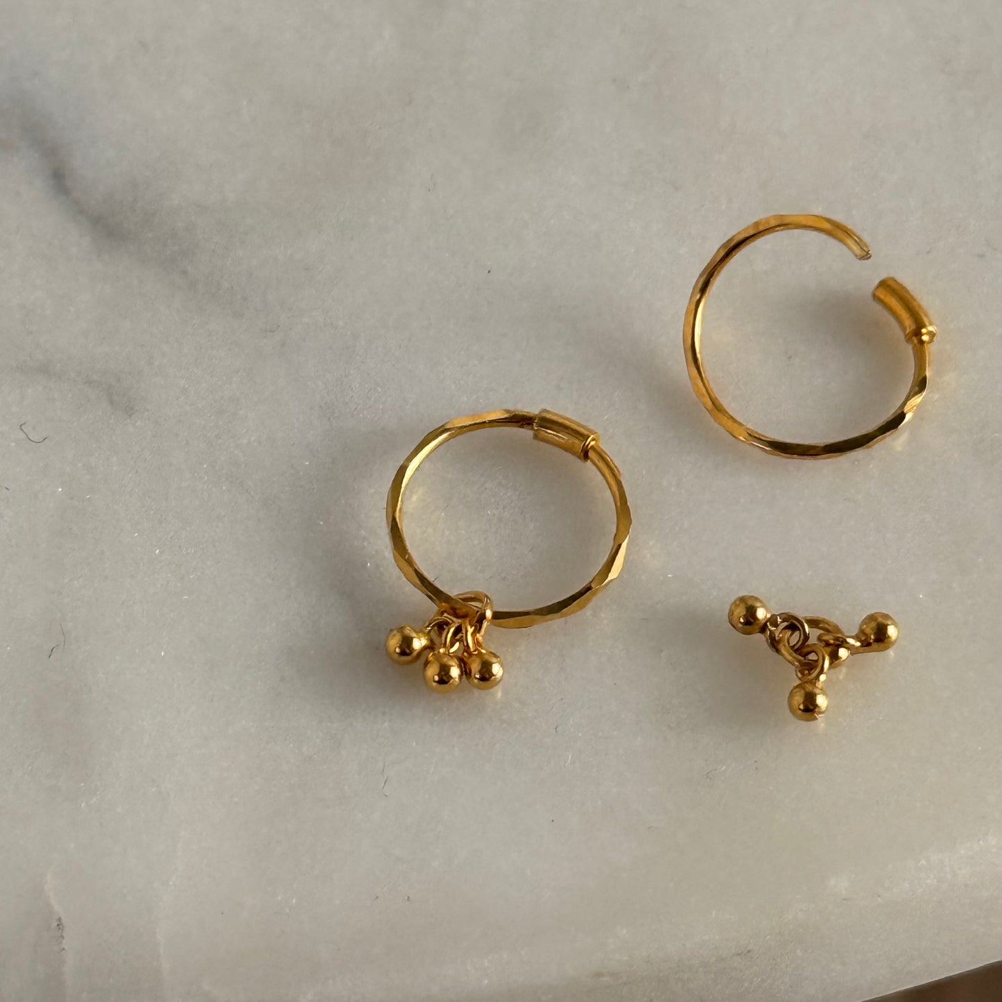 18ct triple dangly hoop | 8mm