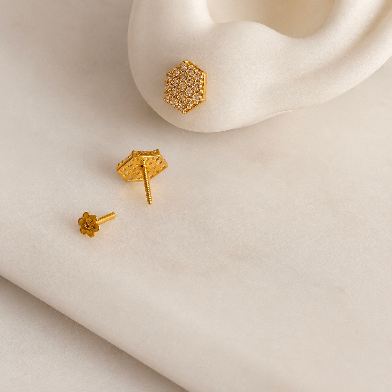 Jordan | 18 carat gold c/z cluster stud | 7mm