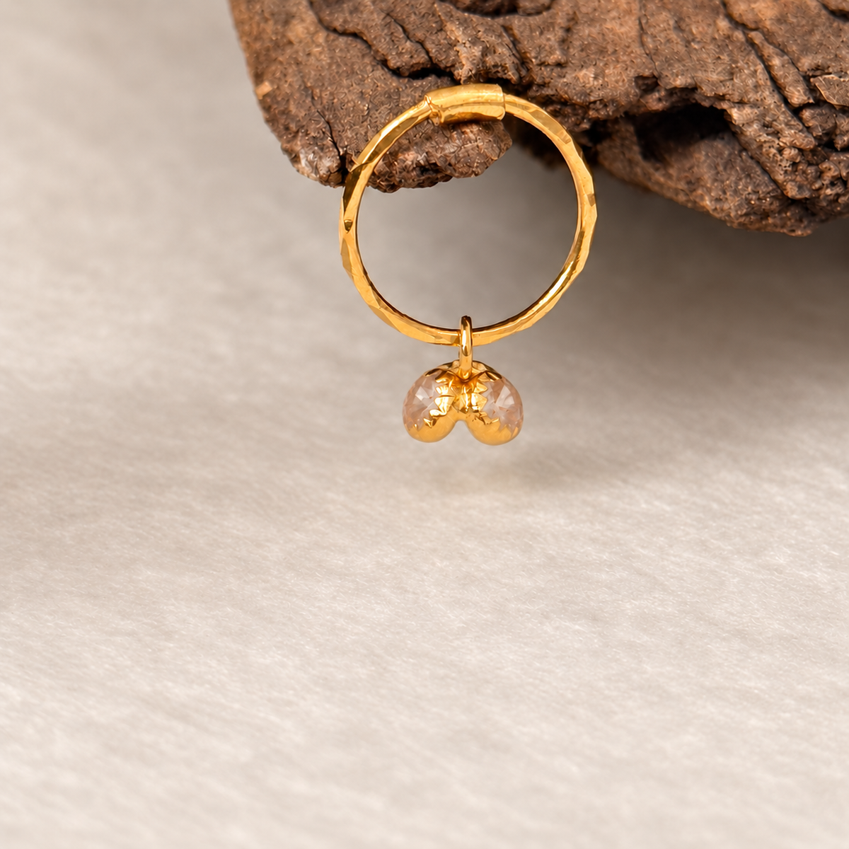 Bella | 18ct gold floral droplet hoop (6,7 & 8mm)