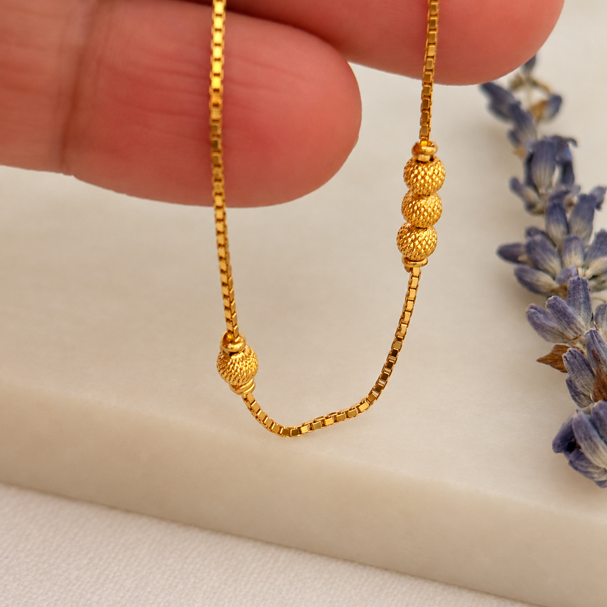 Ambia | 22ct gold minimal beaded bracelet (7.1 - 7.5 inches)