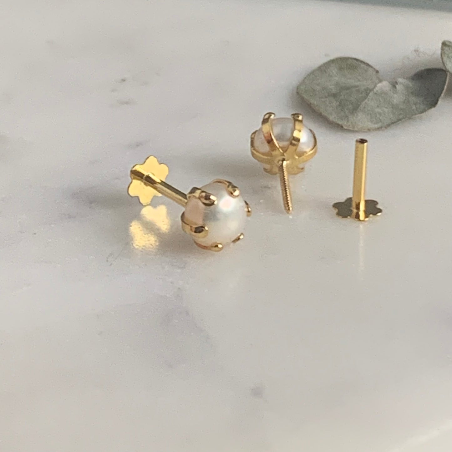 18ct gold freshwater Pearl stud pair | 5mm