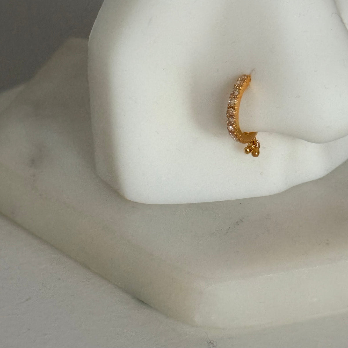 18ct gold drop bead Hoops | 9mm