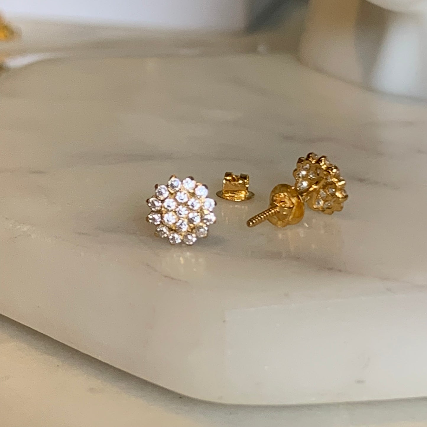 18ct Gold Cluster Stud Pair | 6mm