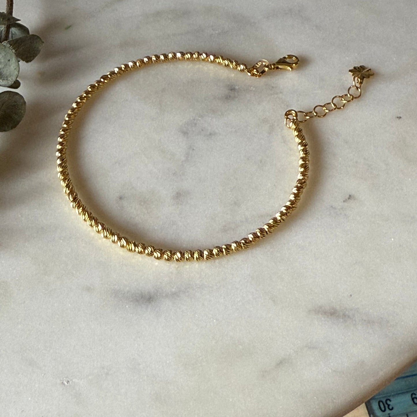 22ct gold beaded bangle bracelet | XS