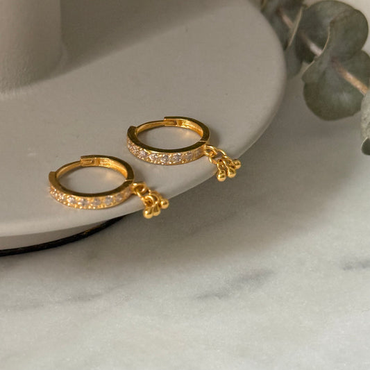 18ct gold beaded Huggies | 10mm