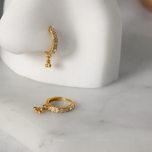 18ct Gold dangly Hoop | 8mm