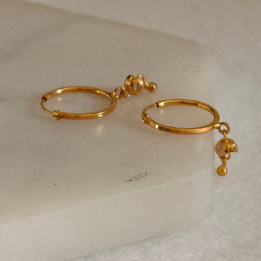 Bella | 18ct drop hoop pair
