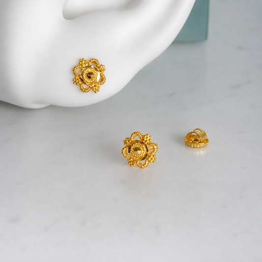 Jaipur | 22ct Gold Flower Stud Pair | 7mm