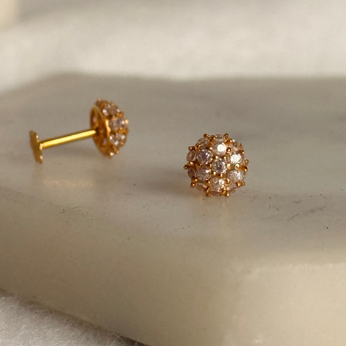 Aqsa | 18ct gold dome stud pair (6mm)