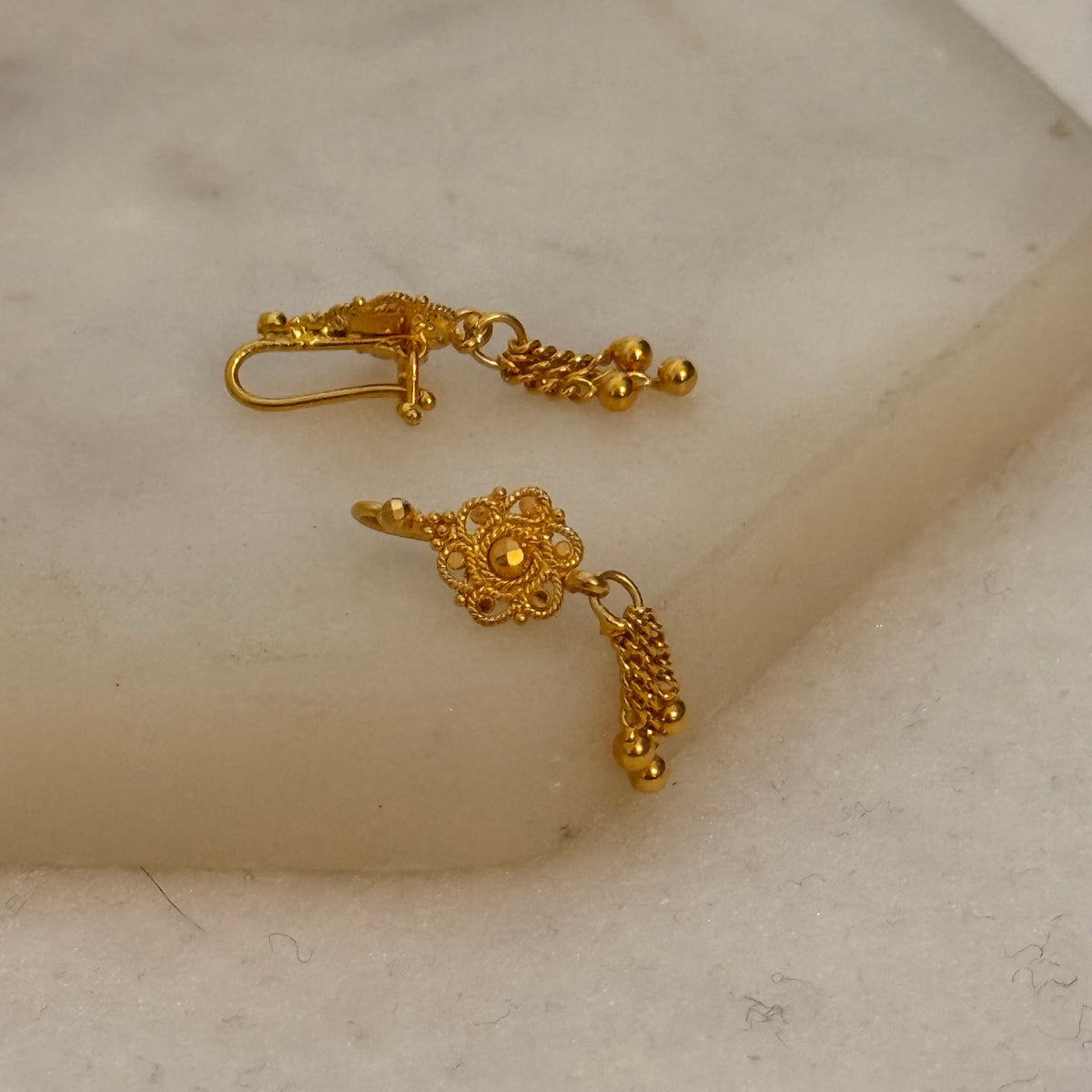 Drop Filigree Earrings | 22ct gold