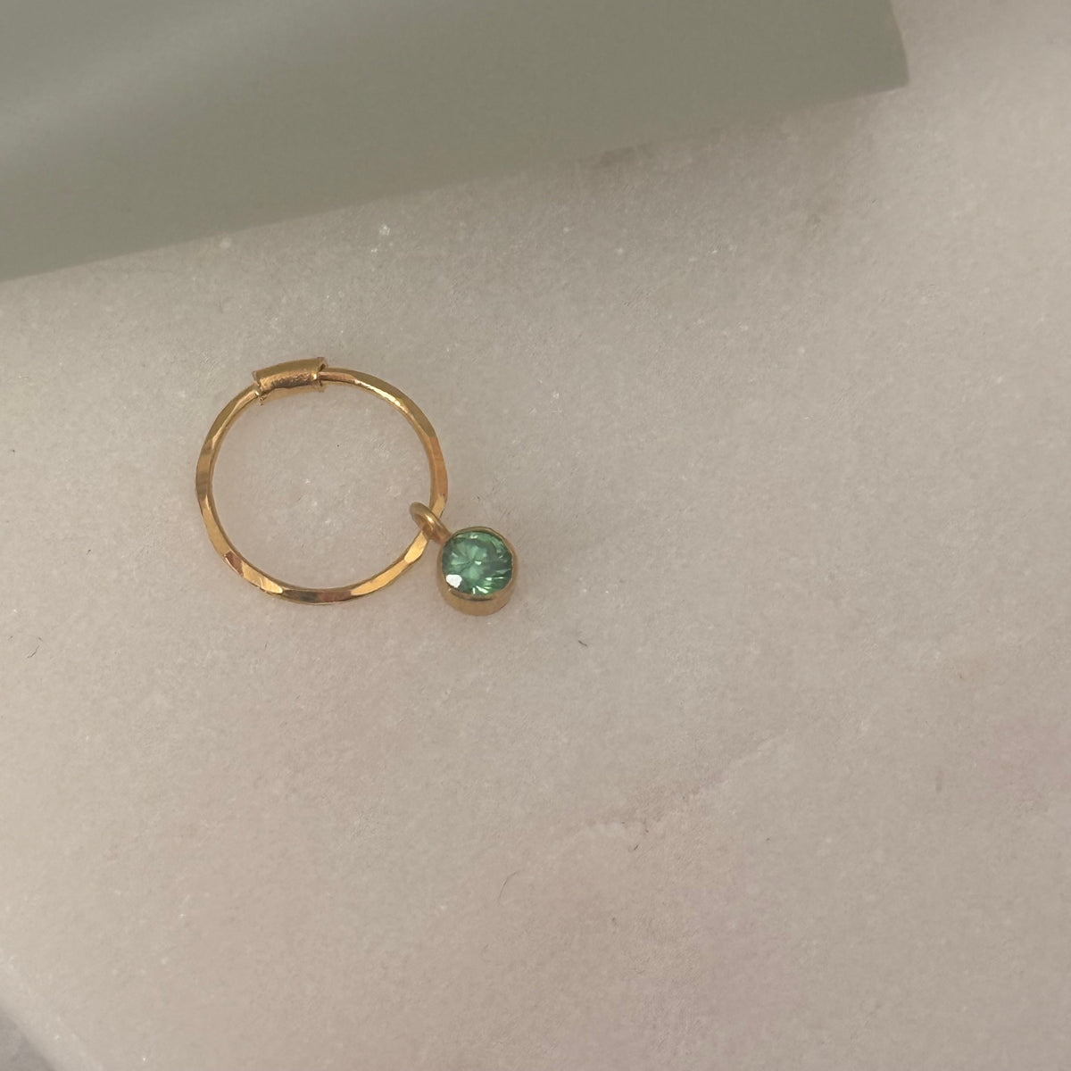 18ct Gold Emerald Drop Hoop | 8mm