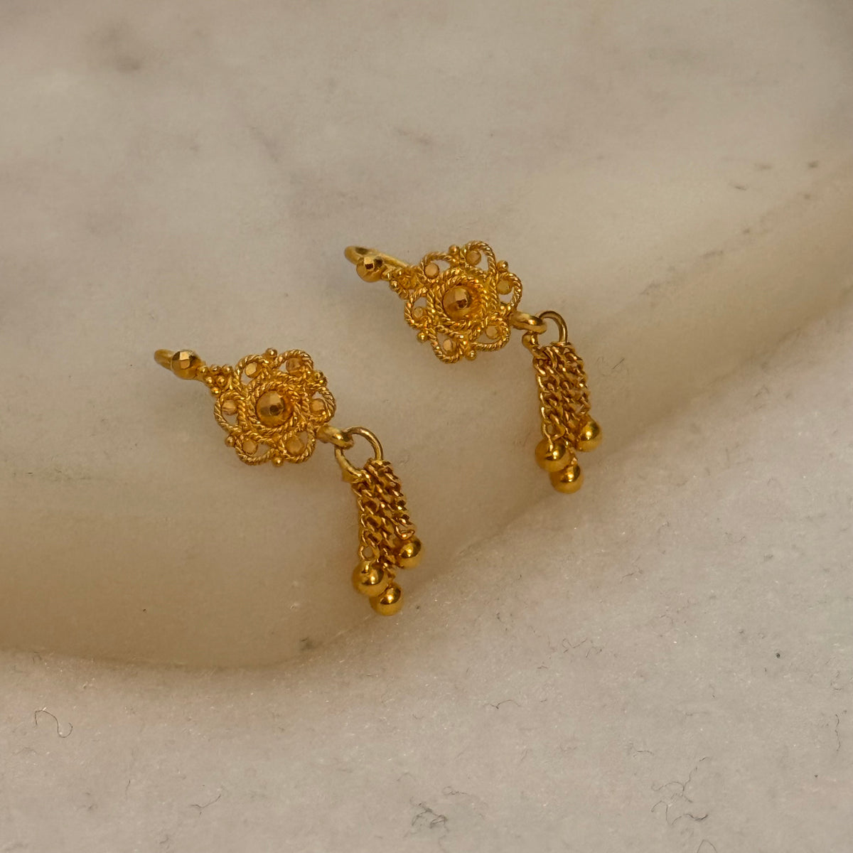 Drop Filigree Earrings | 22ct gold