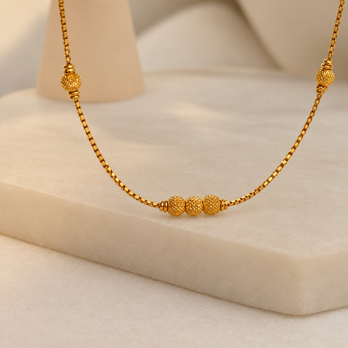 Ambia | 22ct gold minimal beaded bracelet (7.1 - 7.5 inches)