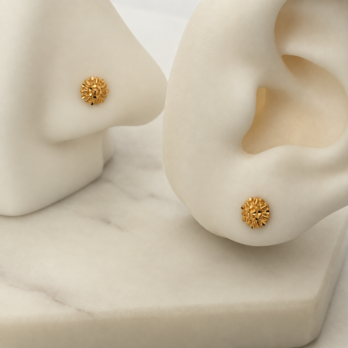 Autumnal Collection | Rosette, 18ct Gold Studs (6mm)