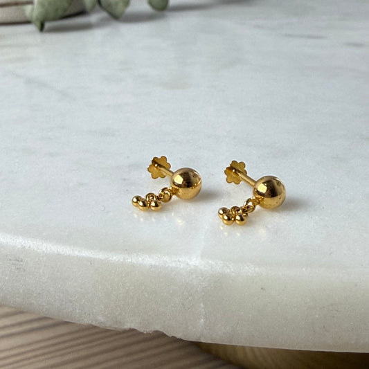 18ct gold dangly stud pair