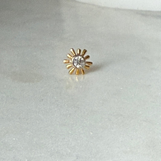 14ct gold single SUN stud