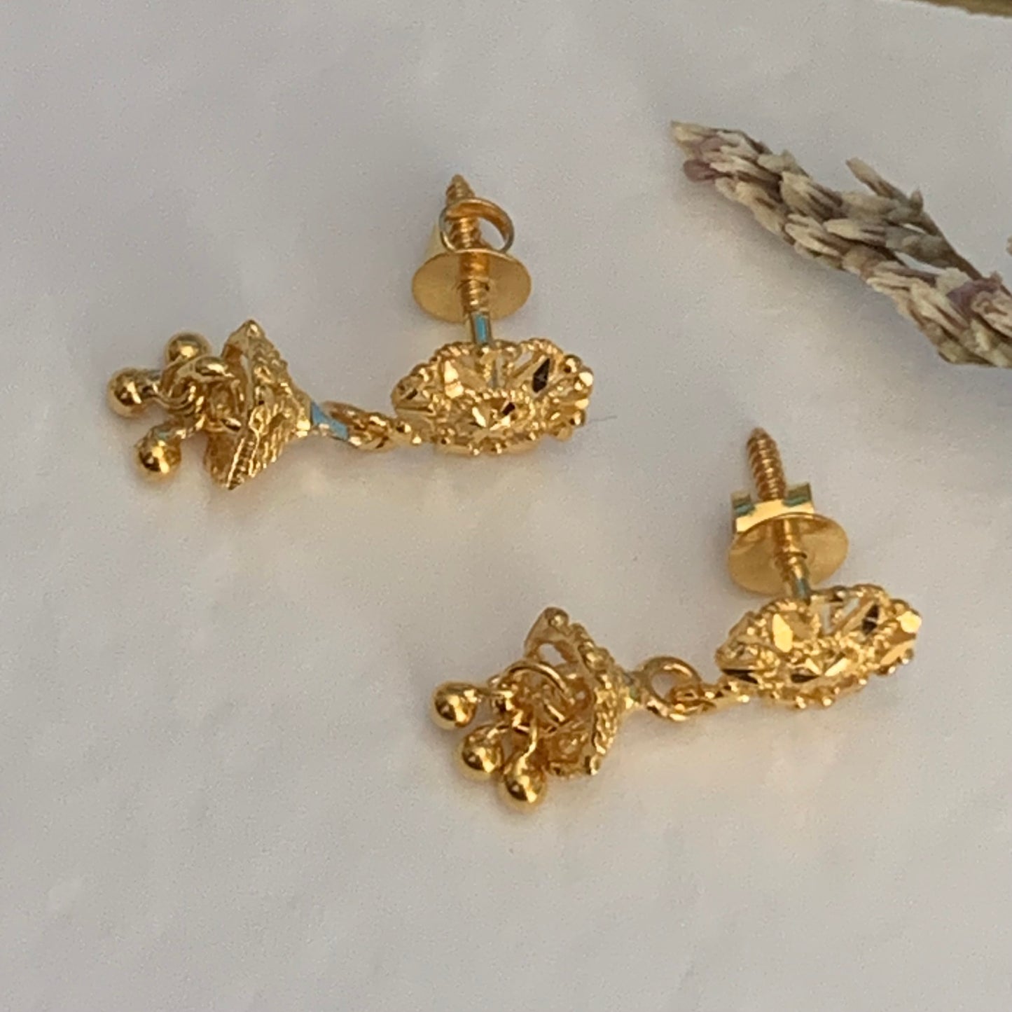 18ct Gold Jumka Studs Small