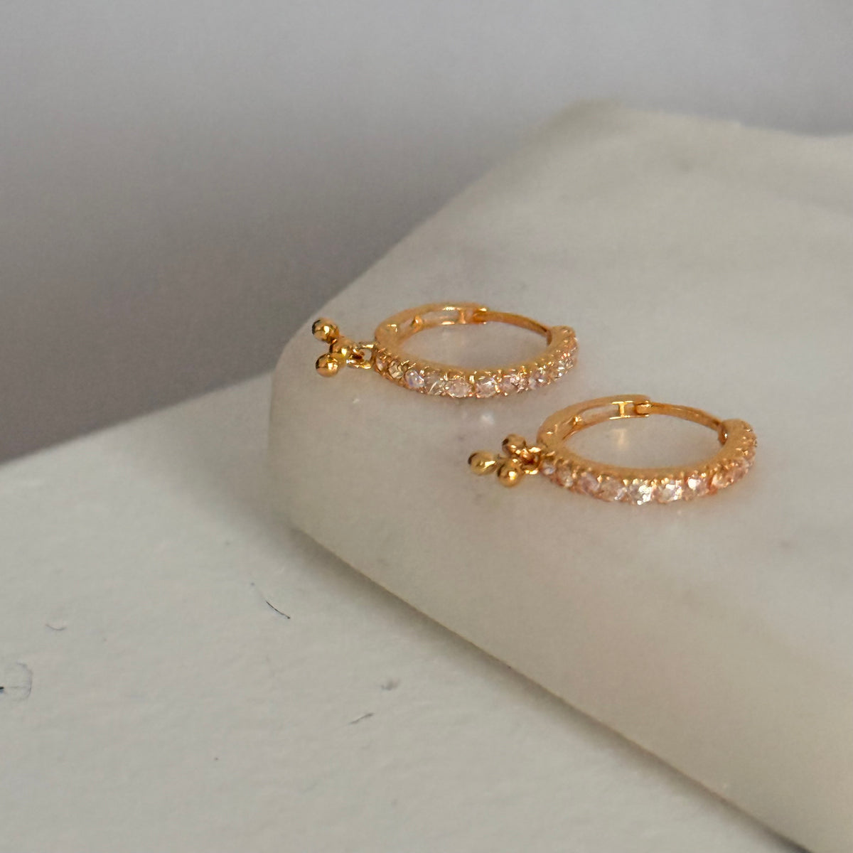 18ct gold drop bead Hoops | 9mm