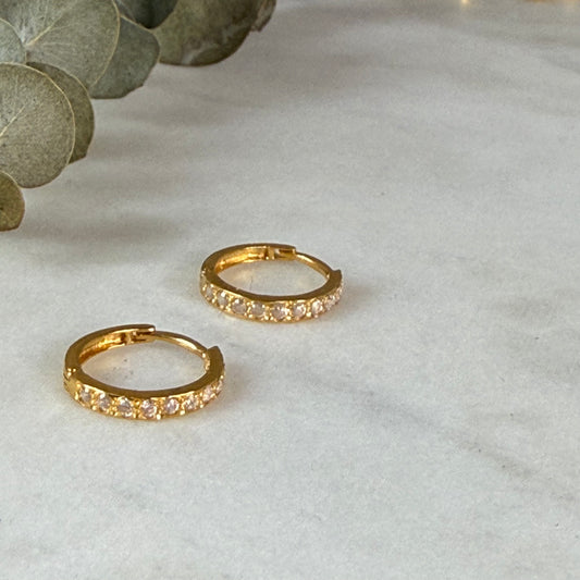 18ct gold cz Huggies | 9mm