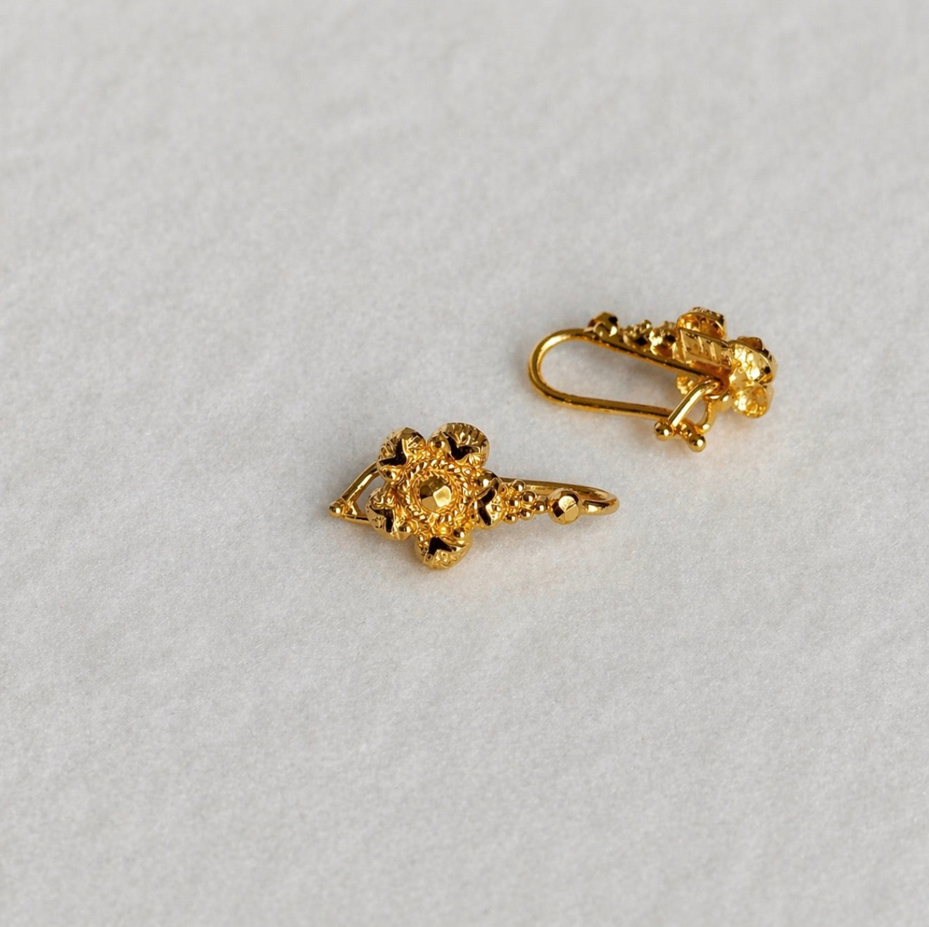 Petite floral earrings, 22ct Gold