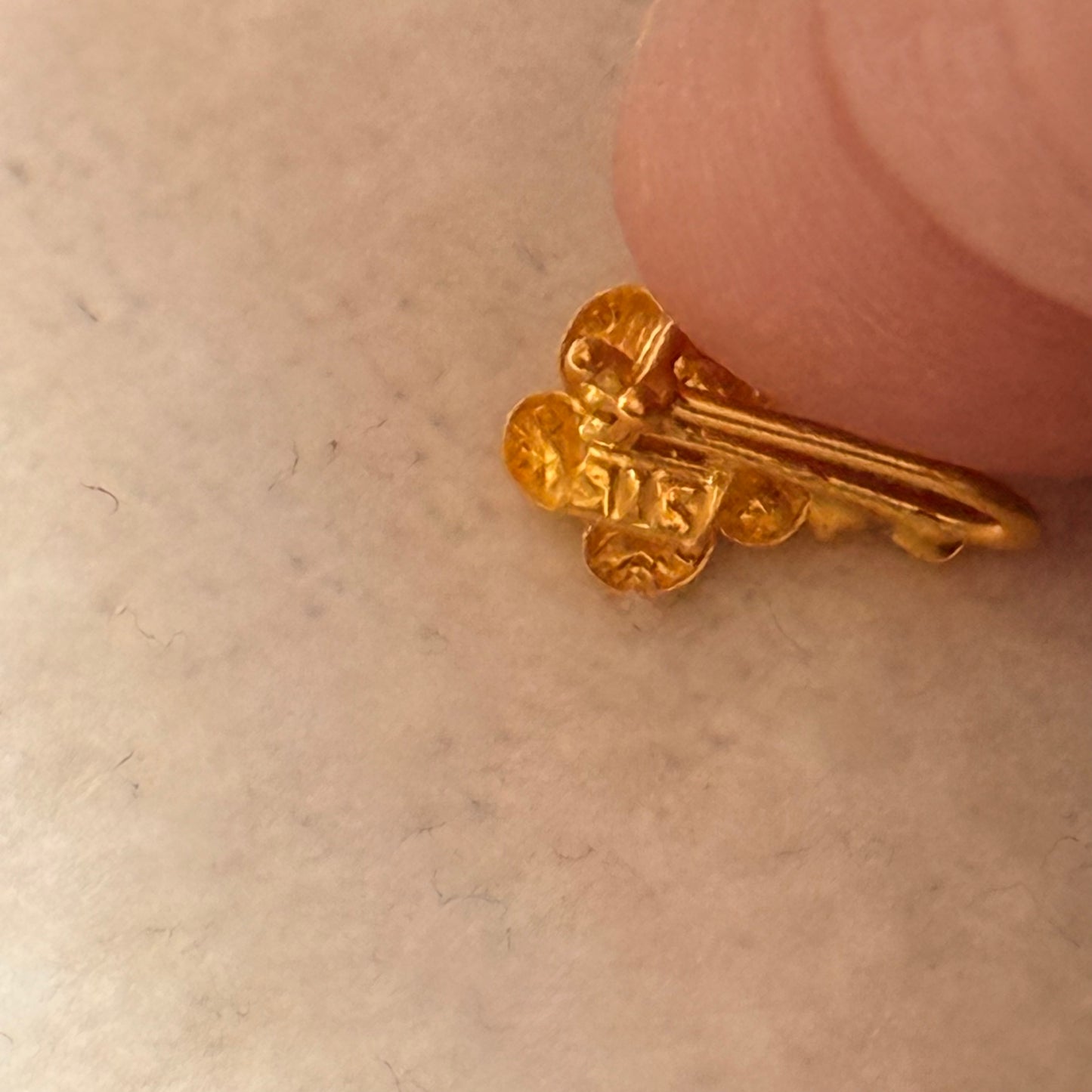 Petite floral earrings, 22ct Gold
