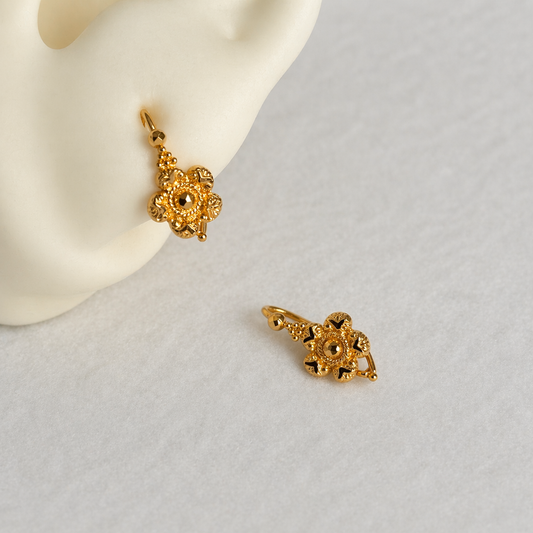 Petite floral earrings, 22ct Gold