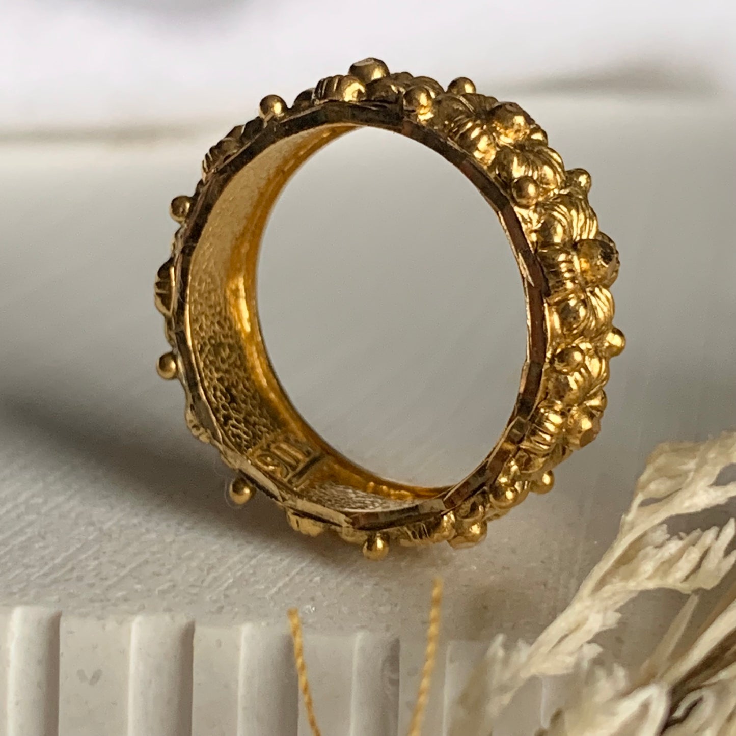 22k Gold Handcrafted Rosette Ring (Antique finishing) | Size M