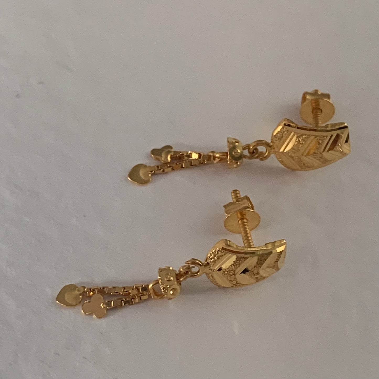 18k gold dangly earring pair