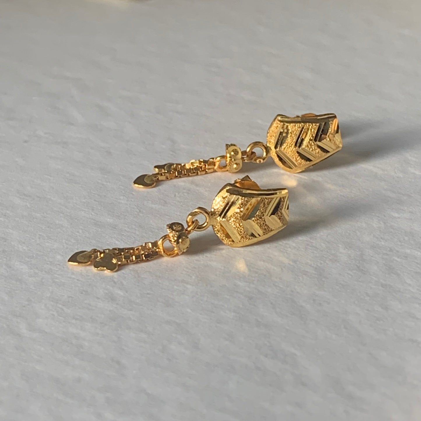 18k gold dangly earring pair