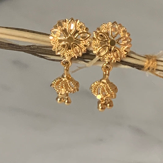 18ct Gold Jumka Stud Pair (Flat Screw Back)