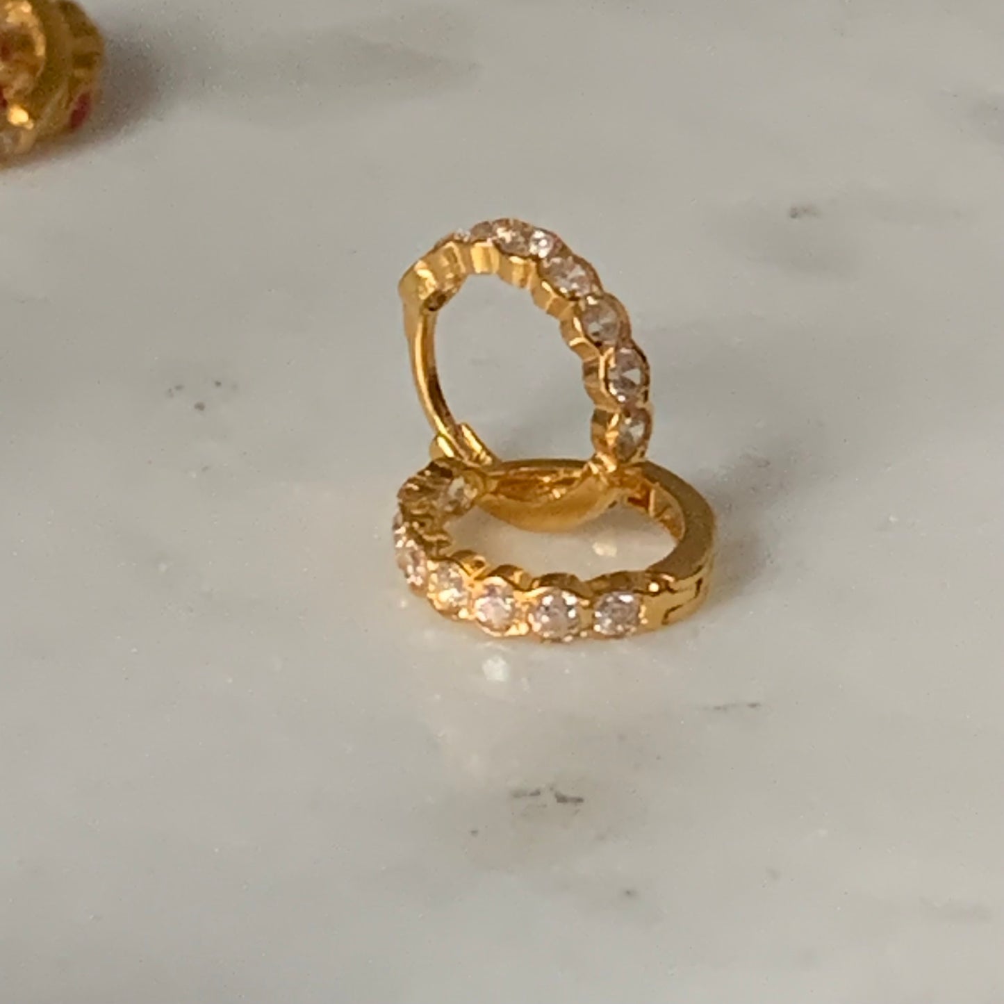 18ct Gold Huggies CZ encrusted | 7mm