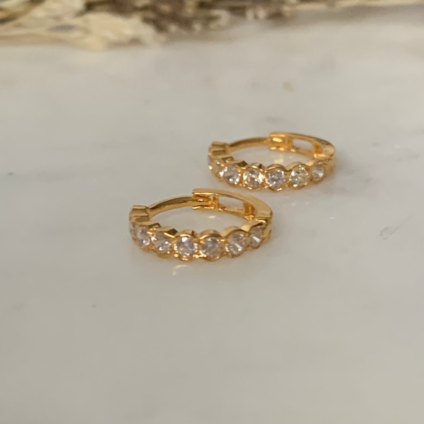 18ct Gold Huggies CZ encrusted | 7mm