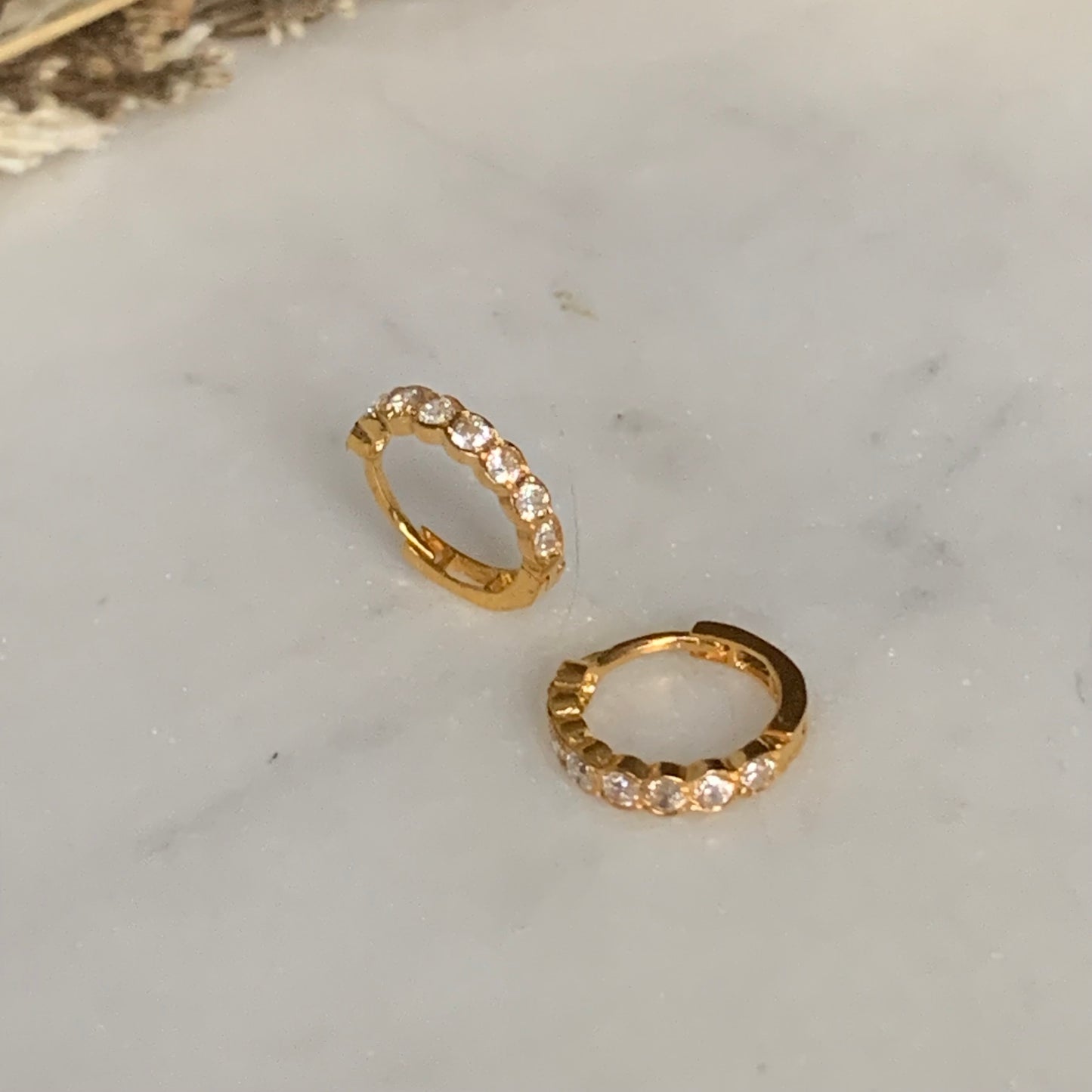 18ct Gold Huggies CZ encrusted | 7mm