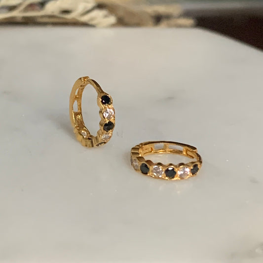 18ct Gold Black & Clear CZ | 7mm