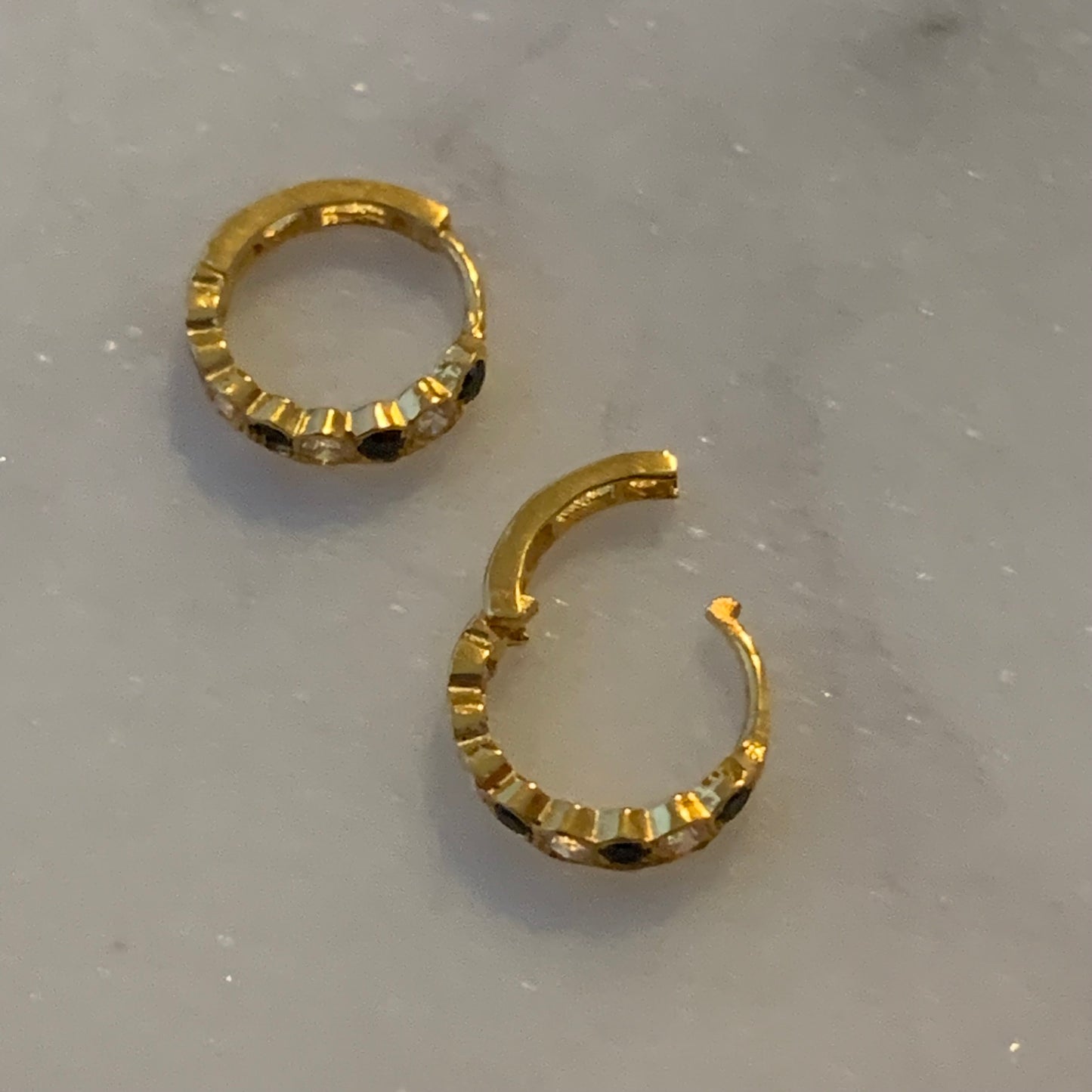 18ct Gold Black & Clear CZ | 7mm