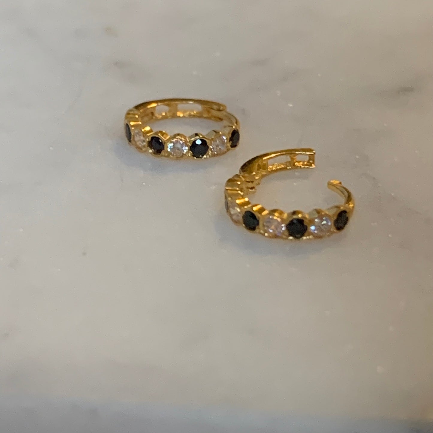 18ct Gold Black & Clear CZ | 7mm