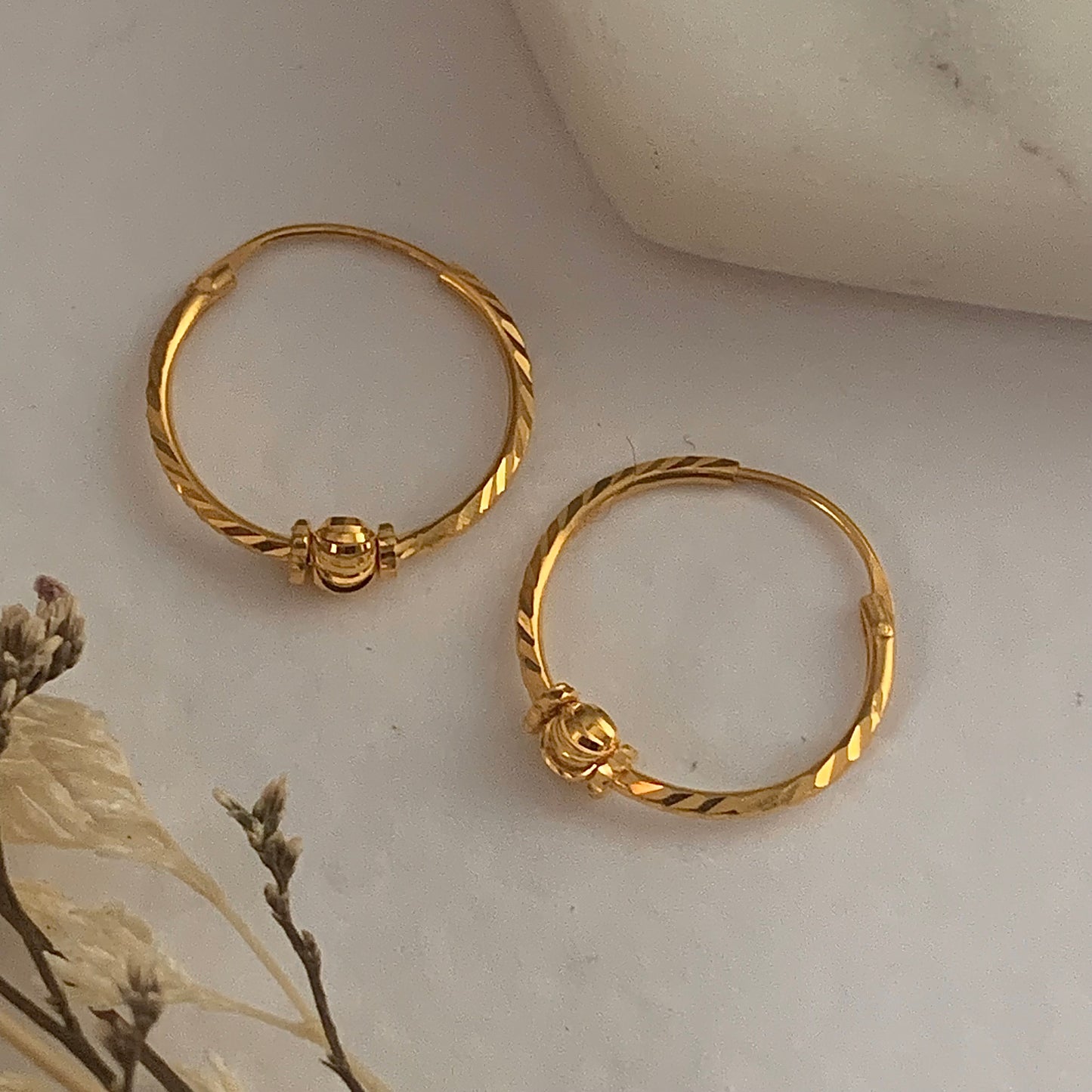 22ct Gold Hoop Earrings Pair | 17mm