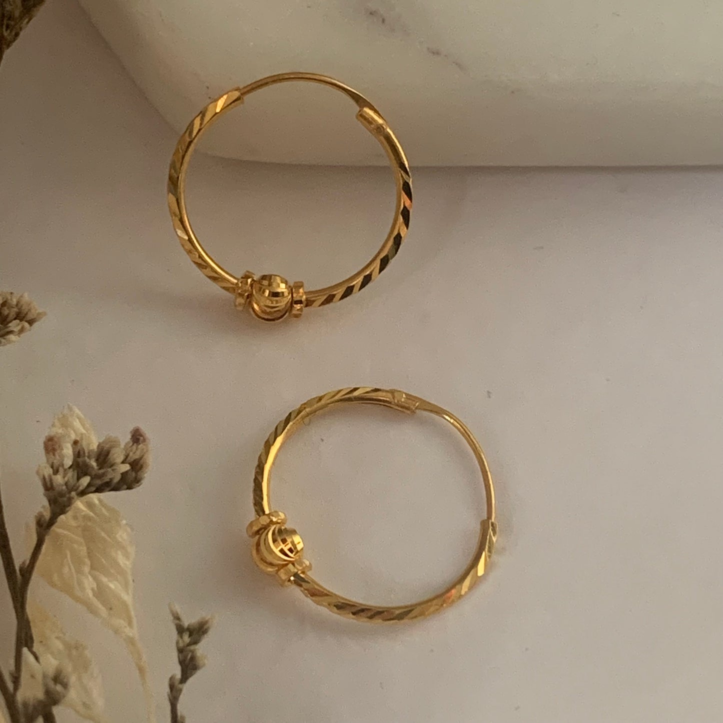 22ct Gold Hoop Earrings Pair | 17mm