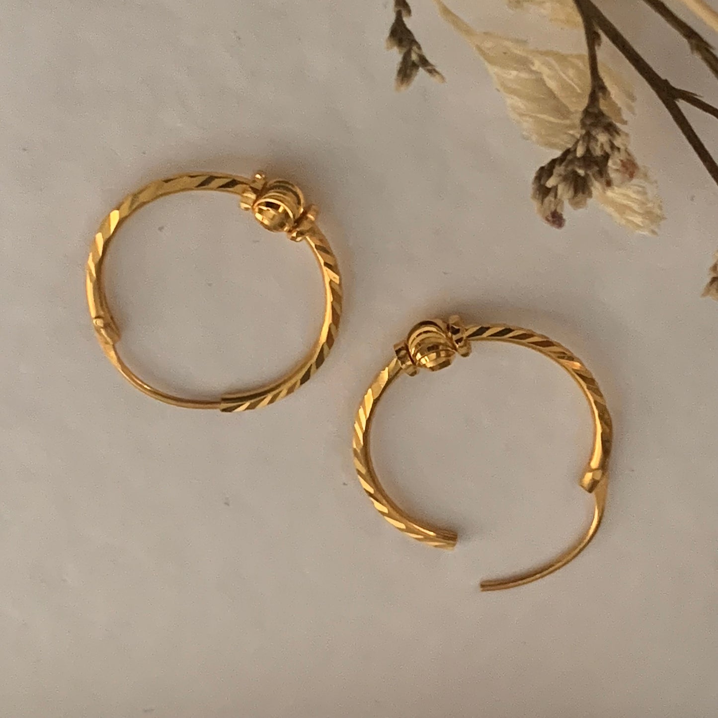 22ct Gold Hoop Earrings Pair | 17mm