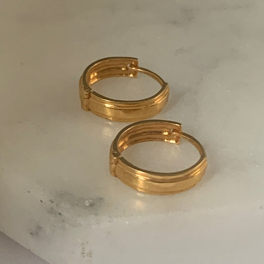 18ct Gold Handfinished Classic Hoops | 12mm