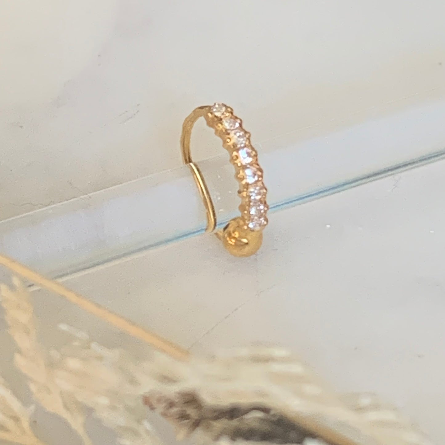 18ct Gold Hoop with CZ | 8mm