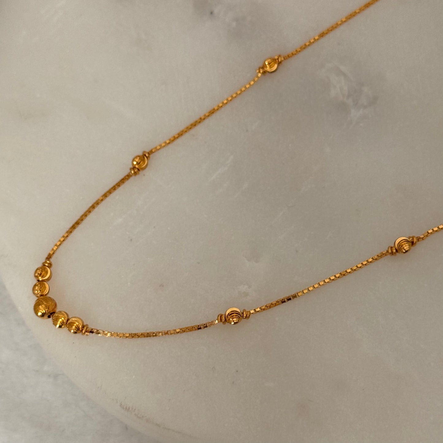 Barakah, 22ct gold beaded necklace | 18.1 inches
