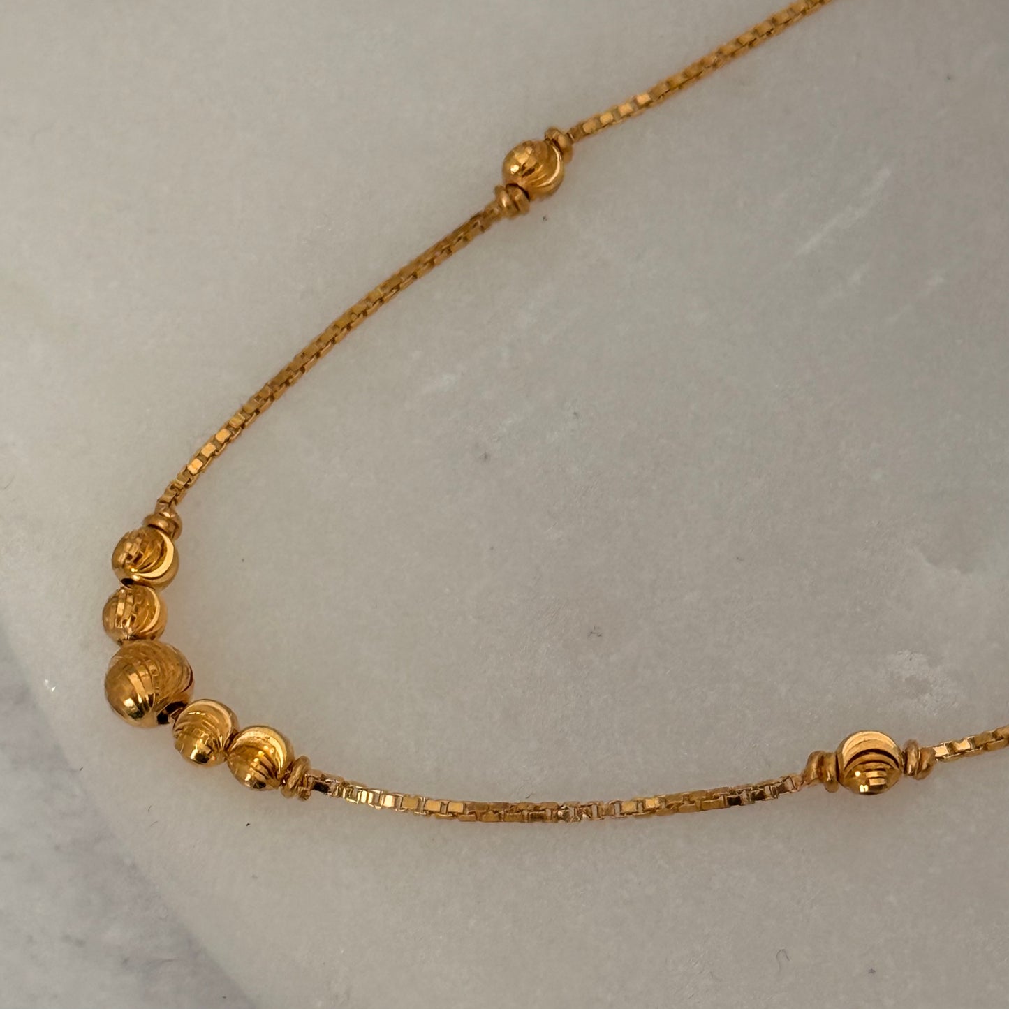 Barakah, 22ct gold beaded necklace | 18.1 inches